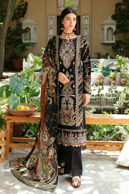Ramsha Mashaal Luxury Lawn Black Silk – view 1 – Poshaq