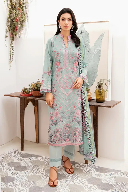 Ramsha Mashaal Luxury Lawn Grey Chiffon – view 1 – Poshaq