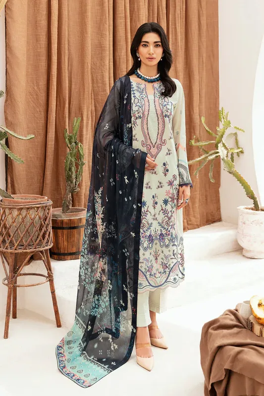 Ramsha Mashaal Luxury Lawn Beige Chiffon – view 1 – Poshaq
