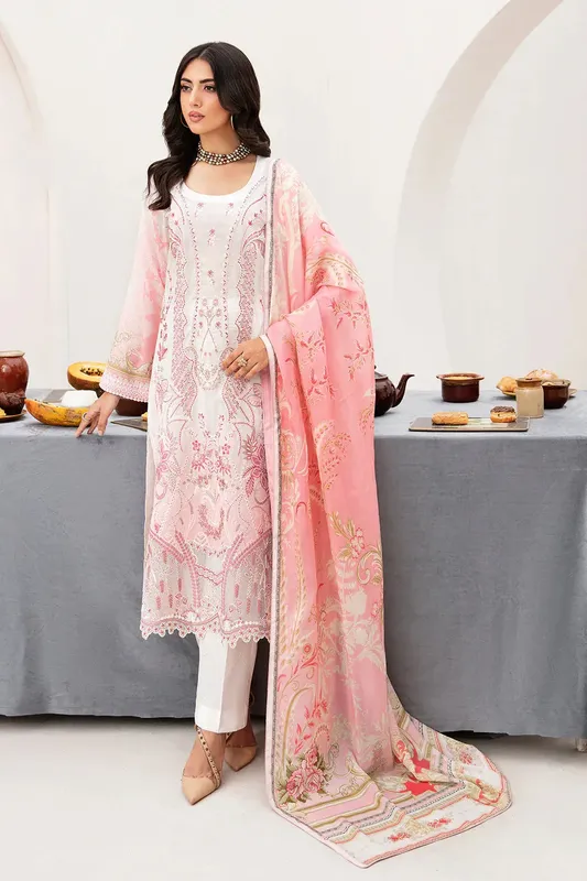 Ramsha Mashaal Luxury Lawn White Silk – view 1 – Poshaq