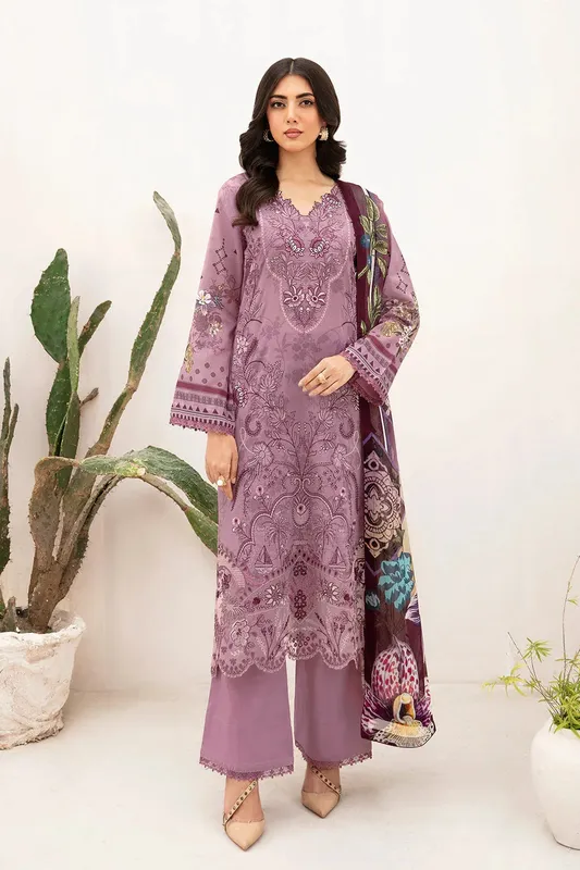 Ramsha Mashaal Luxury Lawn Grey Chiffon – view 1 – Poshaq