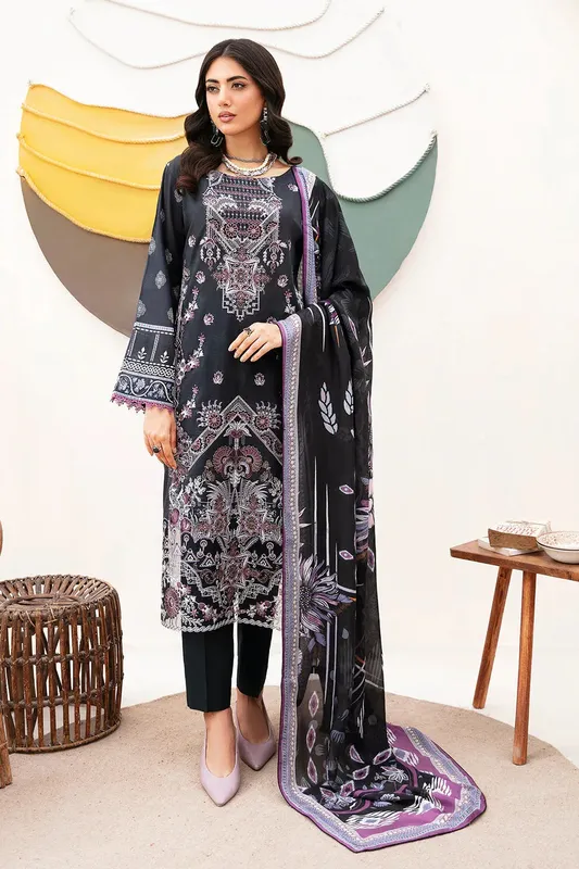 Ramsha Mashaal Luxury Lawn Black Silk – view 1 – Poshaq