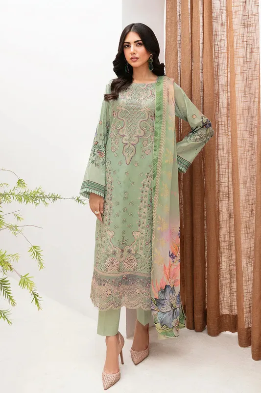 Ramsha Mashaal Luxury Lawn Grey Chiffon – view 1 – Poshaq