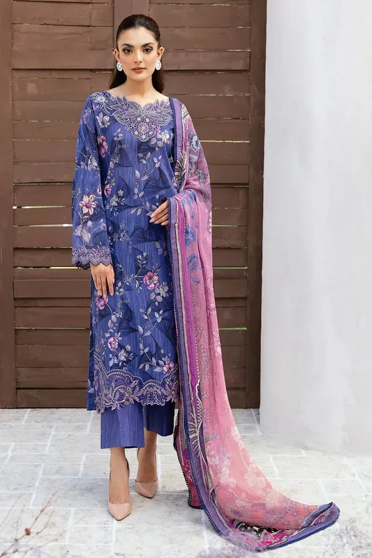 Ramsha Rangrez Lawn Collection Blue Chiffon – view 1 – Poshaq