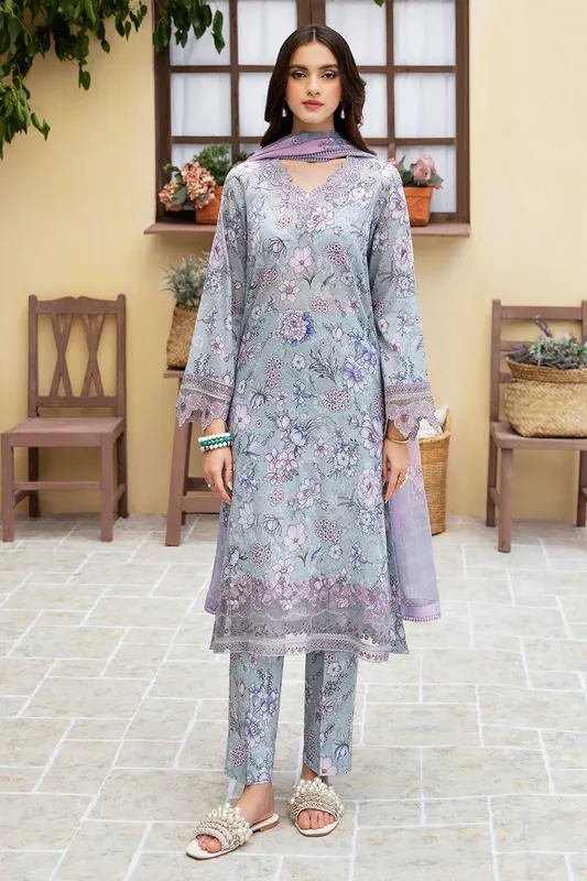 Ramsha Rangrez Lawn Collection Grey Chiffon – view 1 – Poshaq