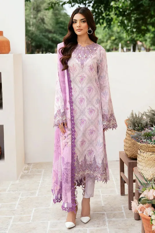Ramsha Rangrez Lawn Collection Lilac Chiffon – view 1 – Poshaq