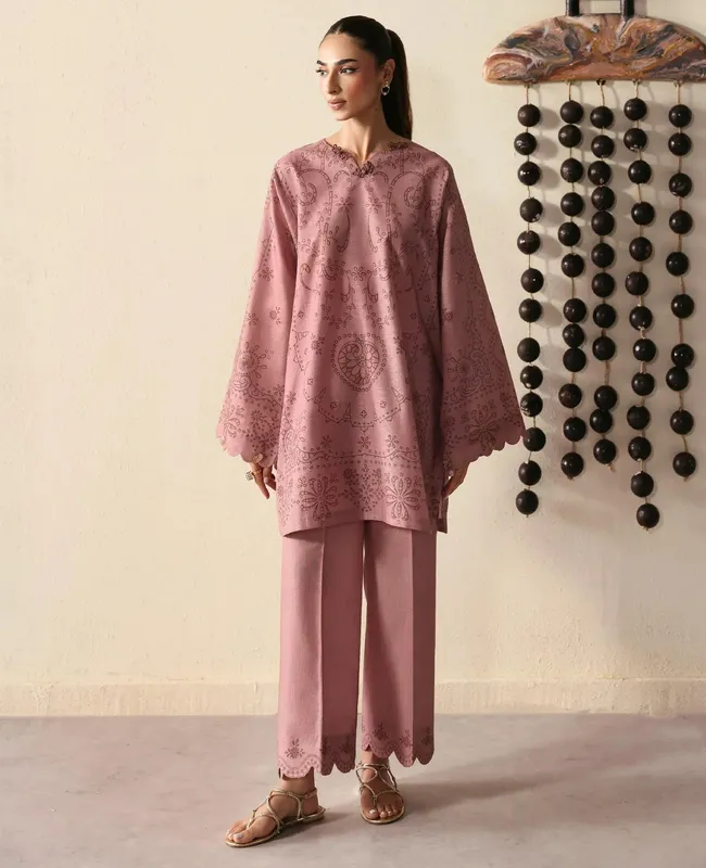 Republic Womenswear Basics Winter 25 Powder Pink Khaddar – view 1 – Poshaq