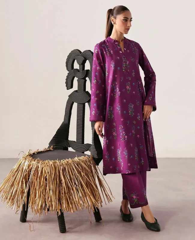 Republic Womenswear Basics Winter 25 Purple Khaddar – view 1 – Poshaq