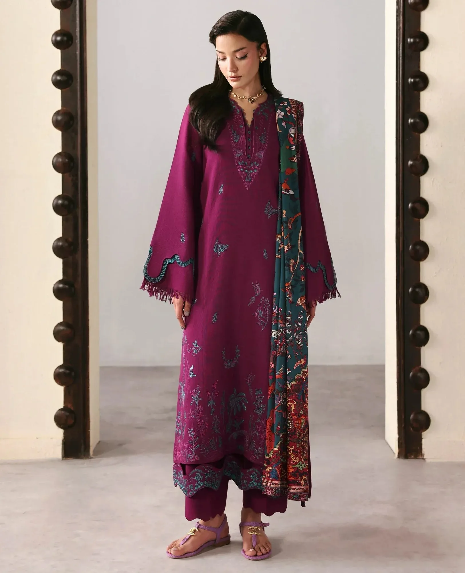 Republic Womenswear Basics Winter 25 Plum Khaddar – view 1 – Poshaq