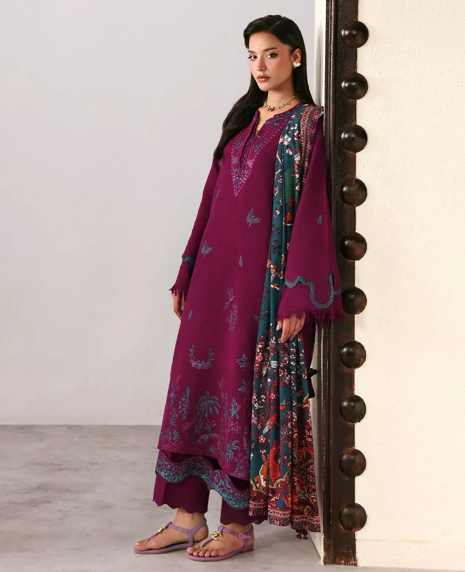 Republic Womenswear Basics Winter 25 Plum Khaddar – view 2 – Poshaq