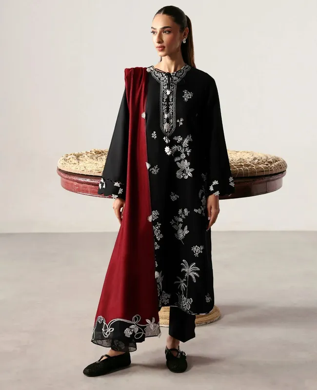 Republic Womenswear Basics Winter 25 Black Khaddar – view 1 – Poshaq