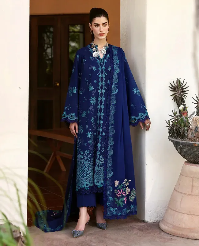 Republic Womenswear Embroidered Pret Blue Jacquard – view 1 – Poshaq