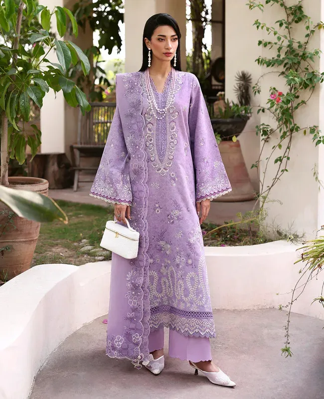 Republic Womenswear Embroidered Pret Lilac Jacquard – view 1 – Poshaq