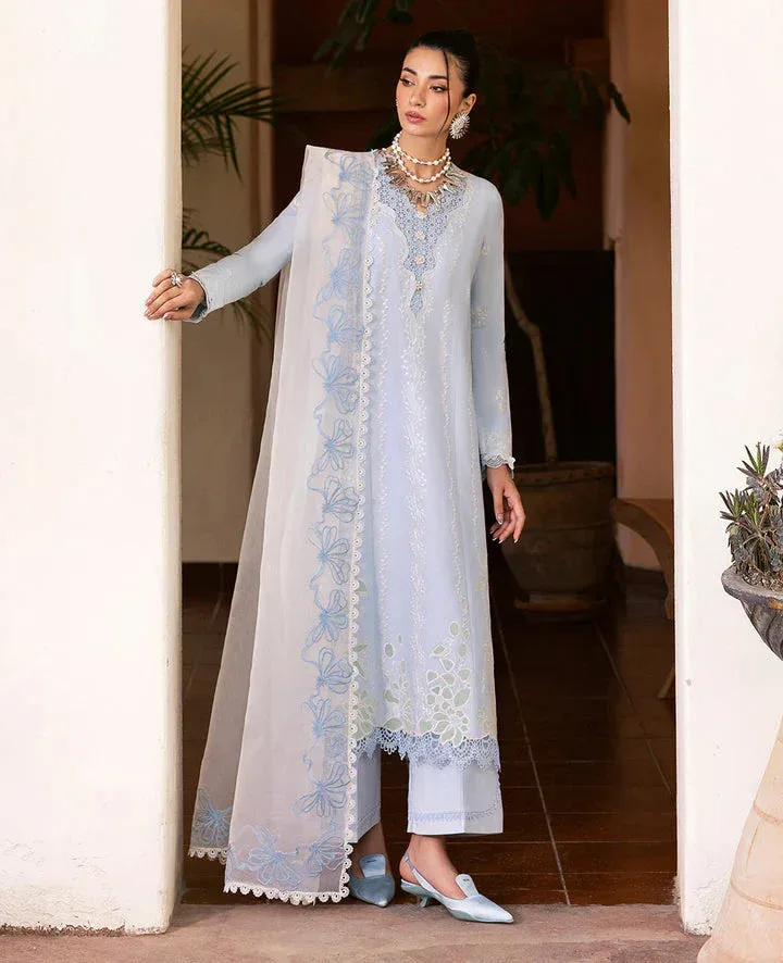 Republic Womenswear Embroidered Pret sky blue Cambric – view 1 – Poshaq