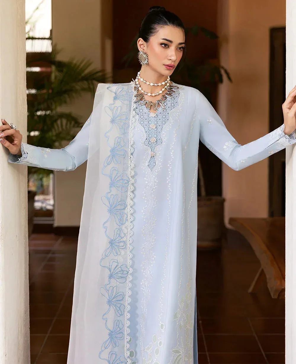 Republic Womenswear Embroidered Pret sky blue Cambric – view 2 – Poshaq