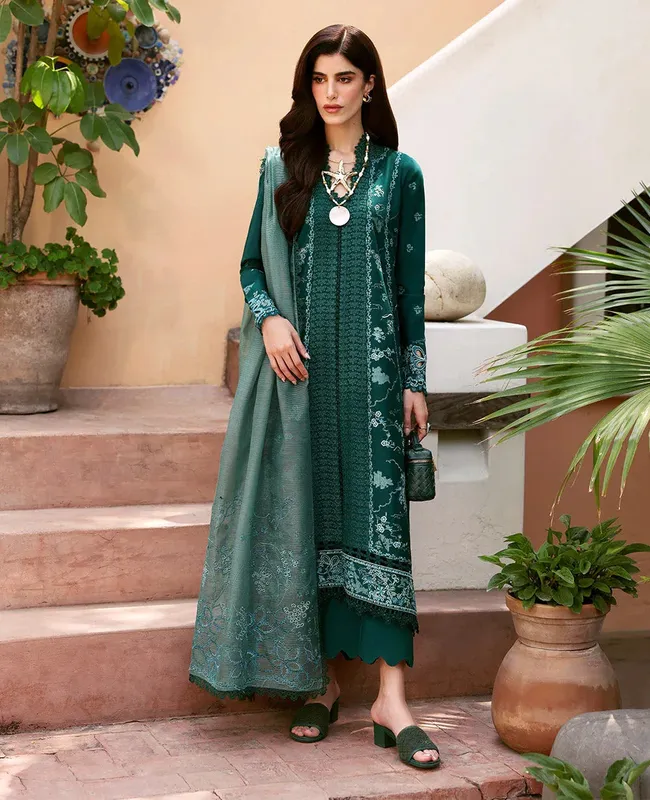Republic Womenswear Embroidered Pret Green Cambric – view 1 – Poshaq