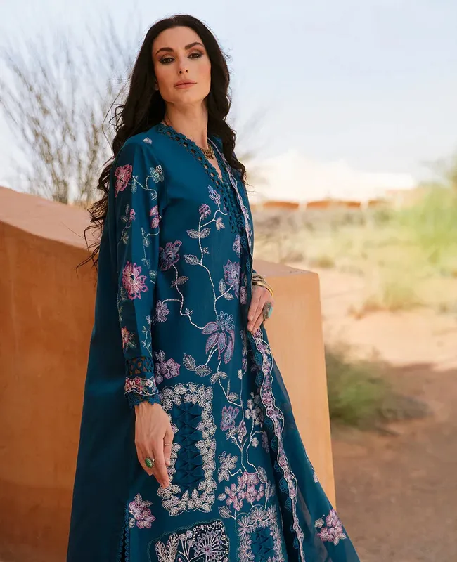 Republic Womenswear Luxury Collection Deep Teal Chiffon – view 1 – Poshaq