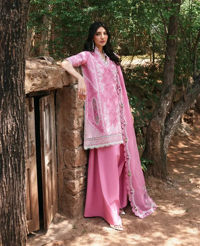 Republic Womenswear Talia Luxury Lawn 25 Pink Organza – view 1 – Poshaq