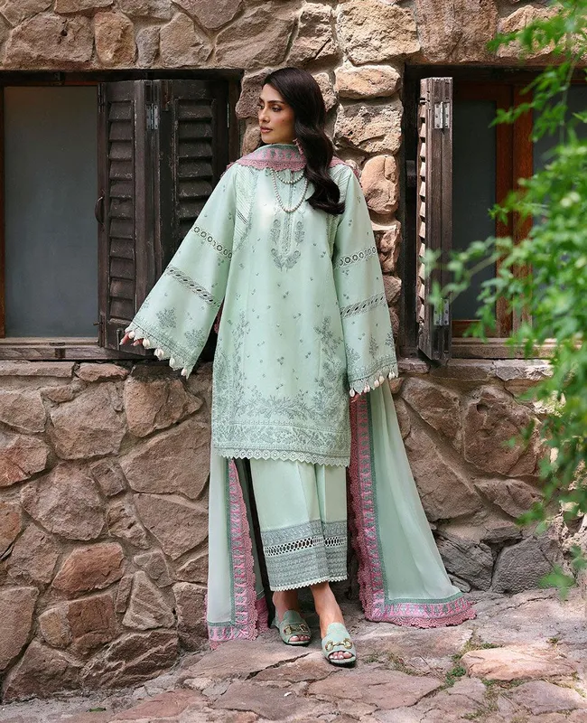 Republic Womenswear Talia Luxury Lawn 25 Aqua Green Organza – view 1 – Poshaq