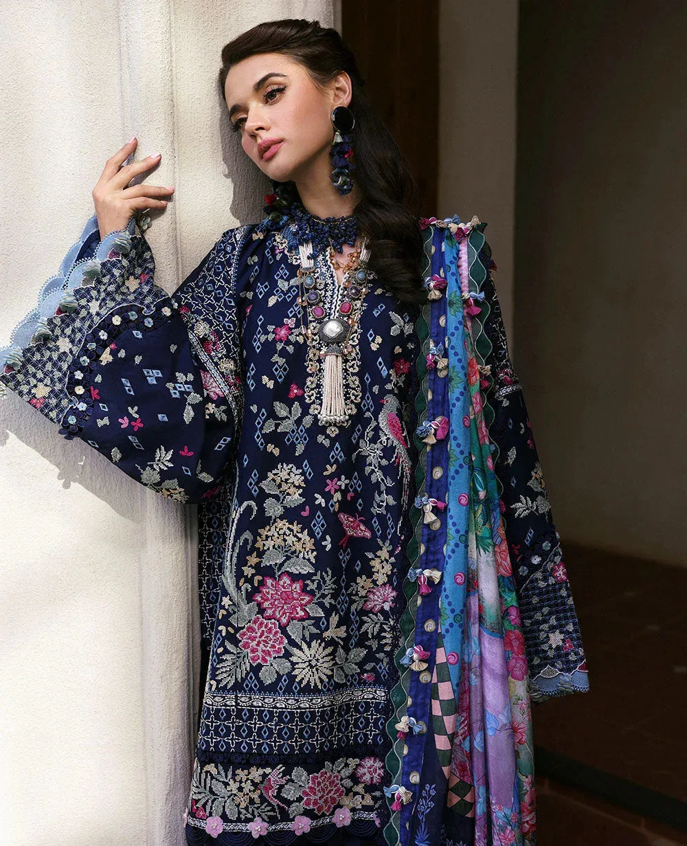 Republic Womenswear Kalani Eid Luxury Lawn 25 Navy Blue Organza – view 6 – Poshaq