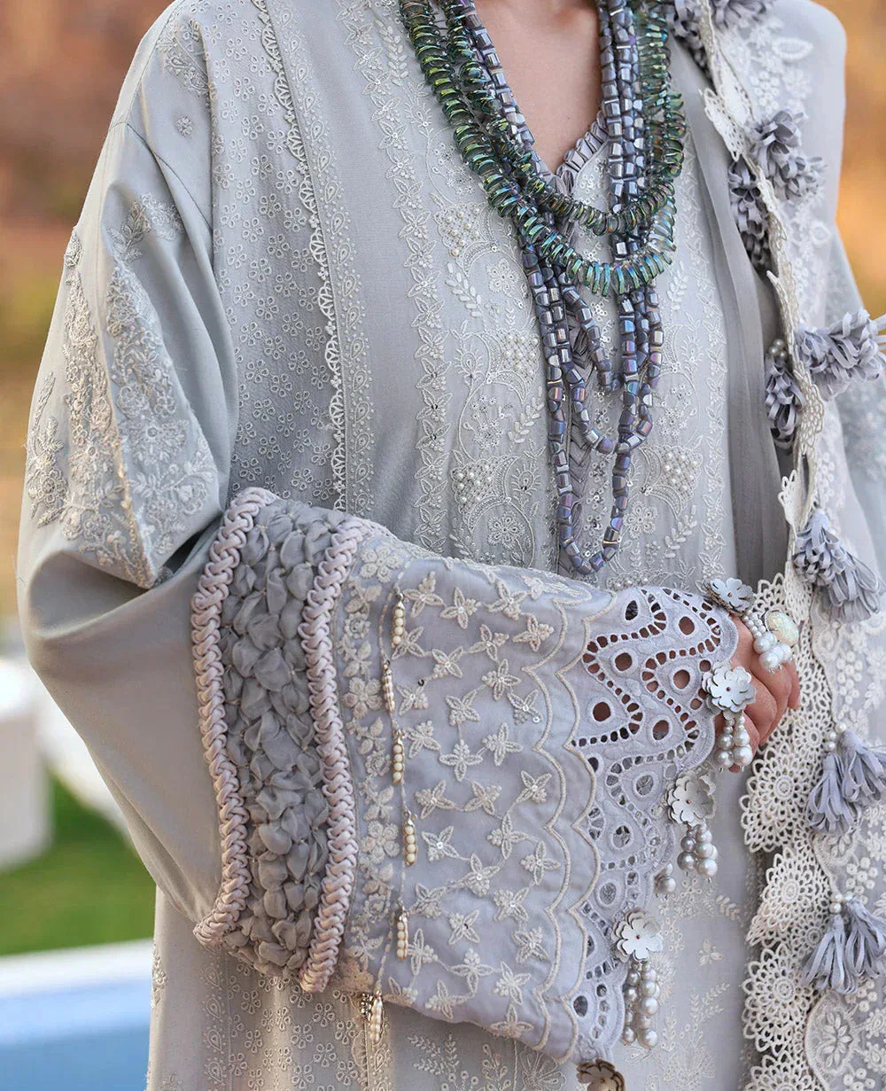 Republic Womenswear Kalani Eid Luxury Lawn 25 Silver Organza – view 2 – Poshaq