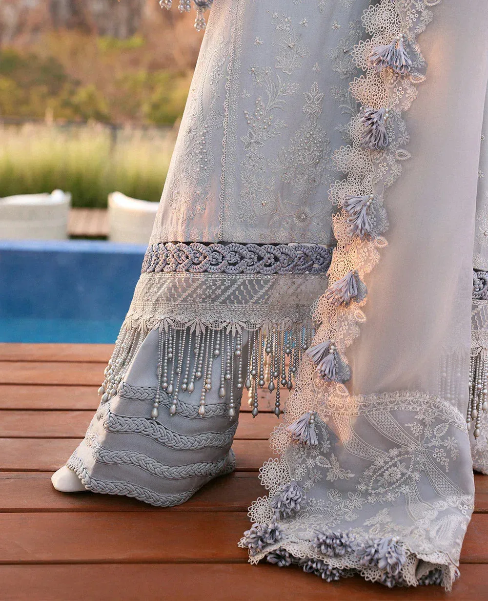 Republic Womenswear Kalani Eid Luxury Lawn 25 Silver Organza – view 3 – Poshaq