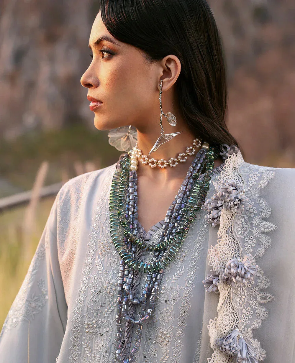 Republic Womenswear Kalani Eid Luxury Lawn 25 Silver Organza – view 4 – Poshaq
