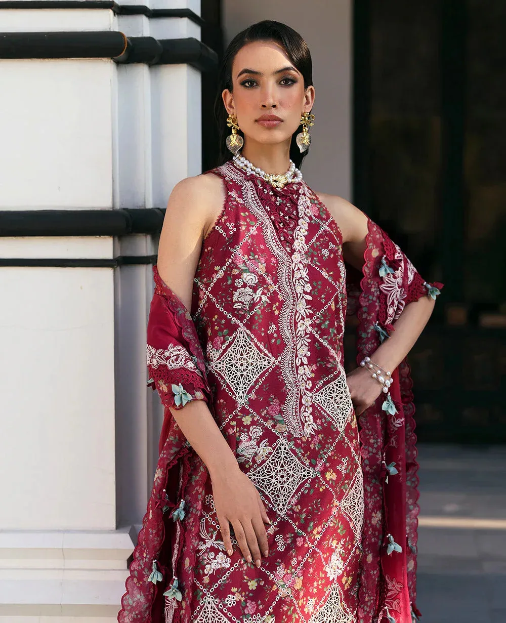 Republic Womenswear Kalani Eid Luxury Lawn 25 Maroon Organza – view 2 – Poshaq