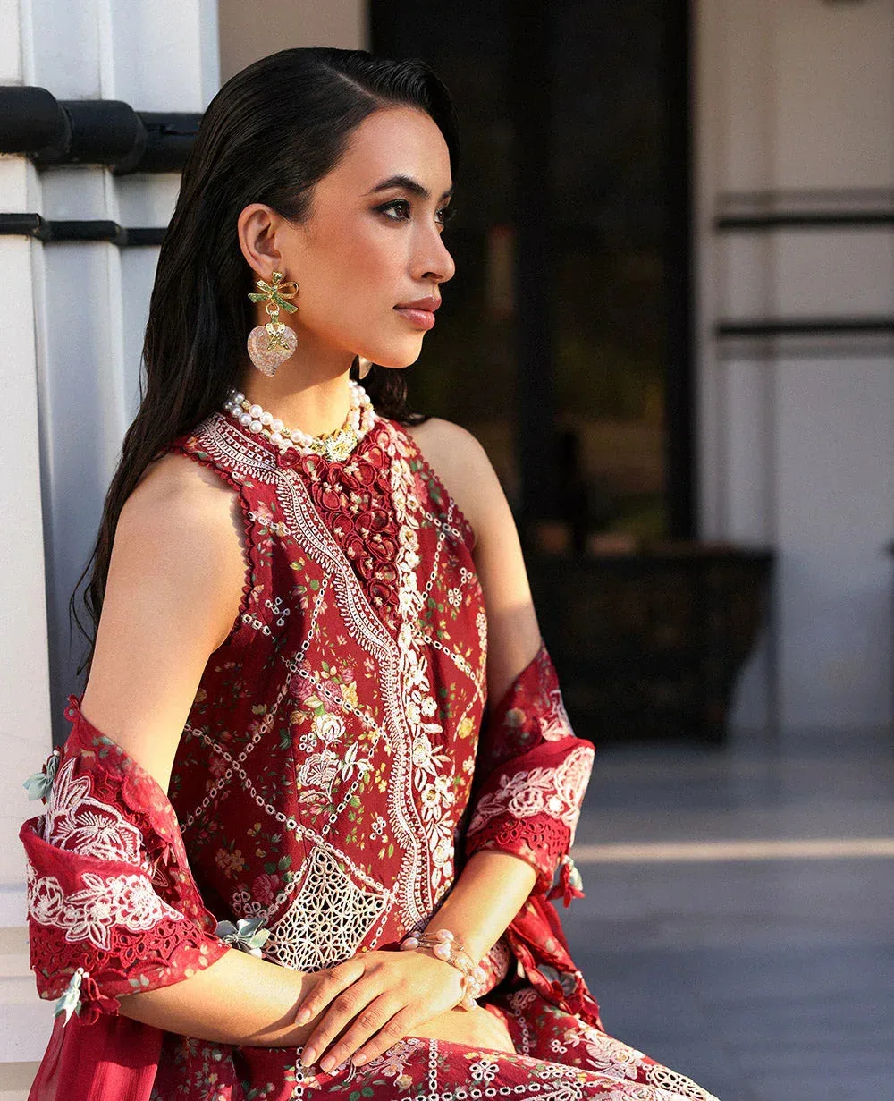 Republic Womenswear Kalani Eid Luxury Lawn 25 Maroon Organza – view 3 – Poshaq