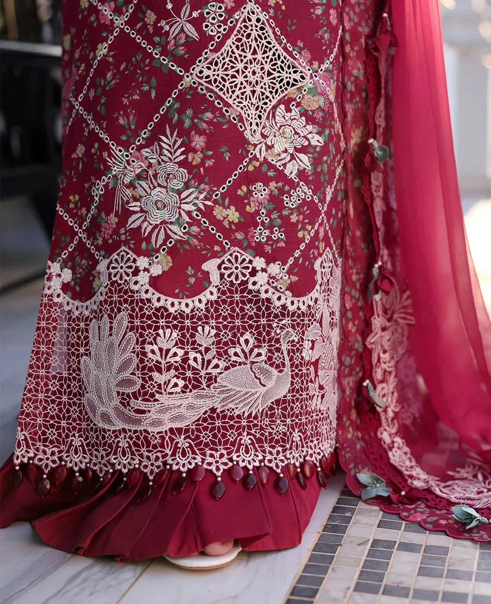 Republic Womenswear Kalani Eid Luxury Lawn 25 Maroon Organza – view 4 – Poshaq