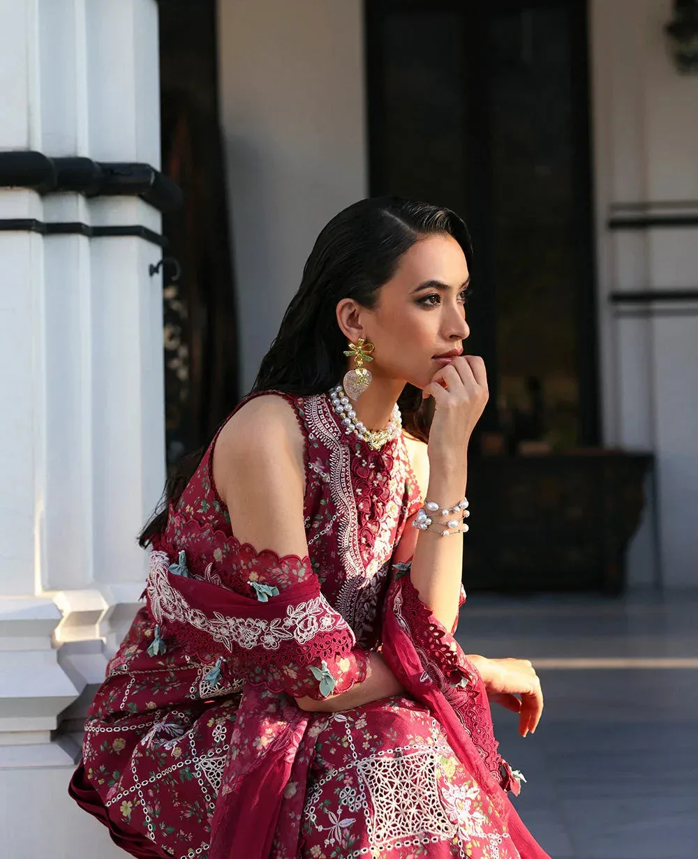 Republic Womenswear Kalani Eid Luxury Lawn 25 Maroon Organza – view 5 – Poshaq