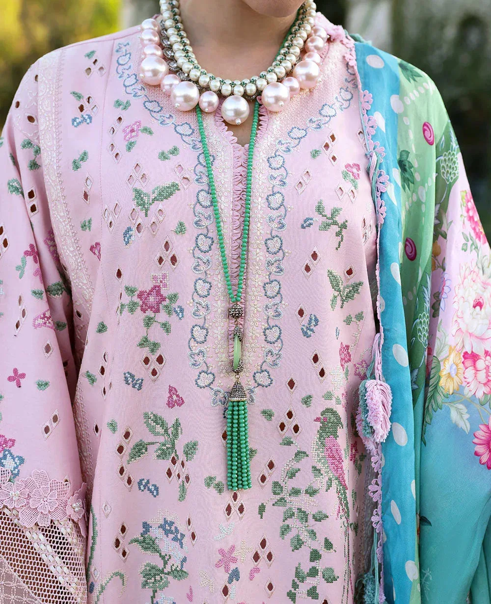 Republic Womenswear Kalani Eid Luxury Lawn 25 Powder Pink Organza – view 6 – Poshaq