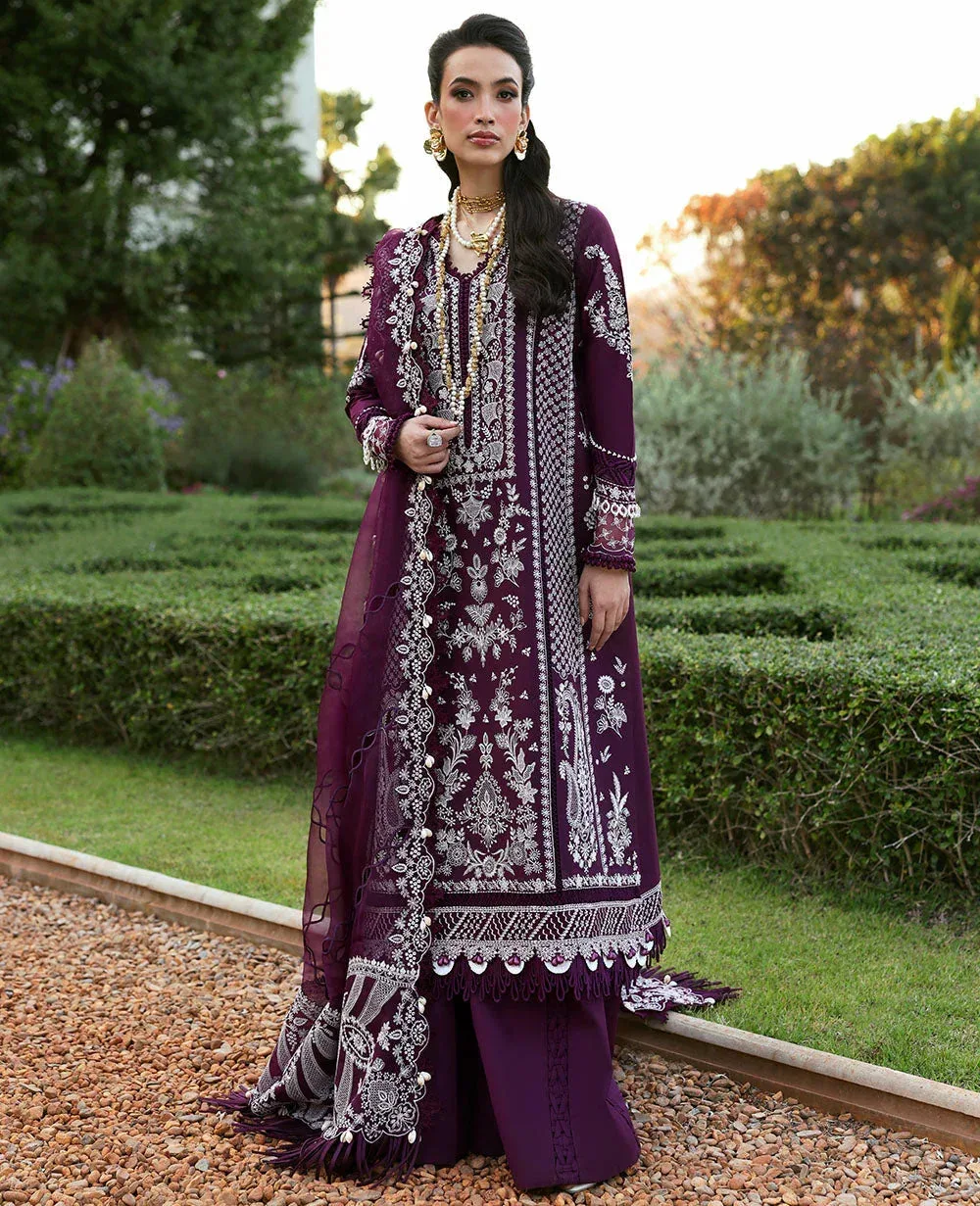 Republic Womenswear Kalani Eid Luxury Lawn 25 Deep Purple Organza – view 1 – Poshaq