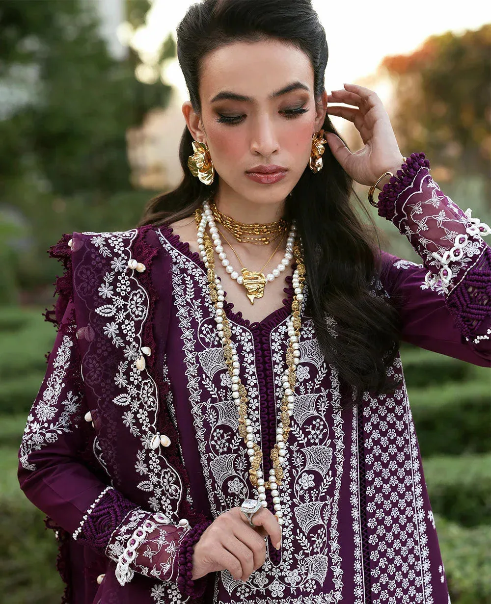 Republic Womenswear Kalani Eid Luxury Lawn 25 Deep Purple Organza – view 2 – Poshaq