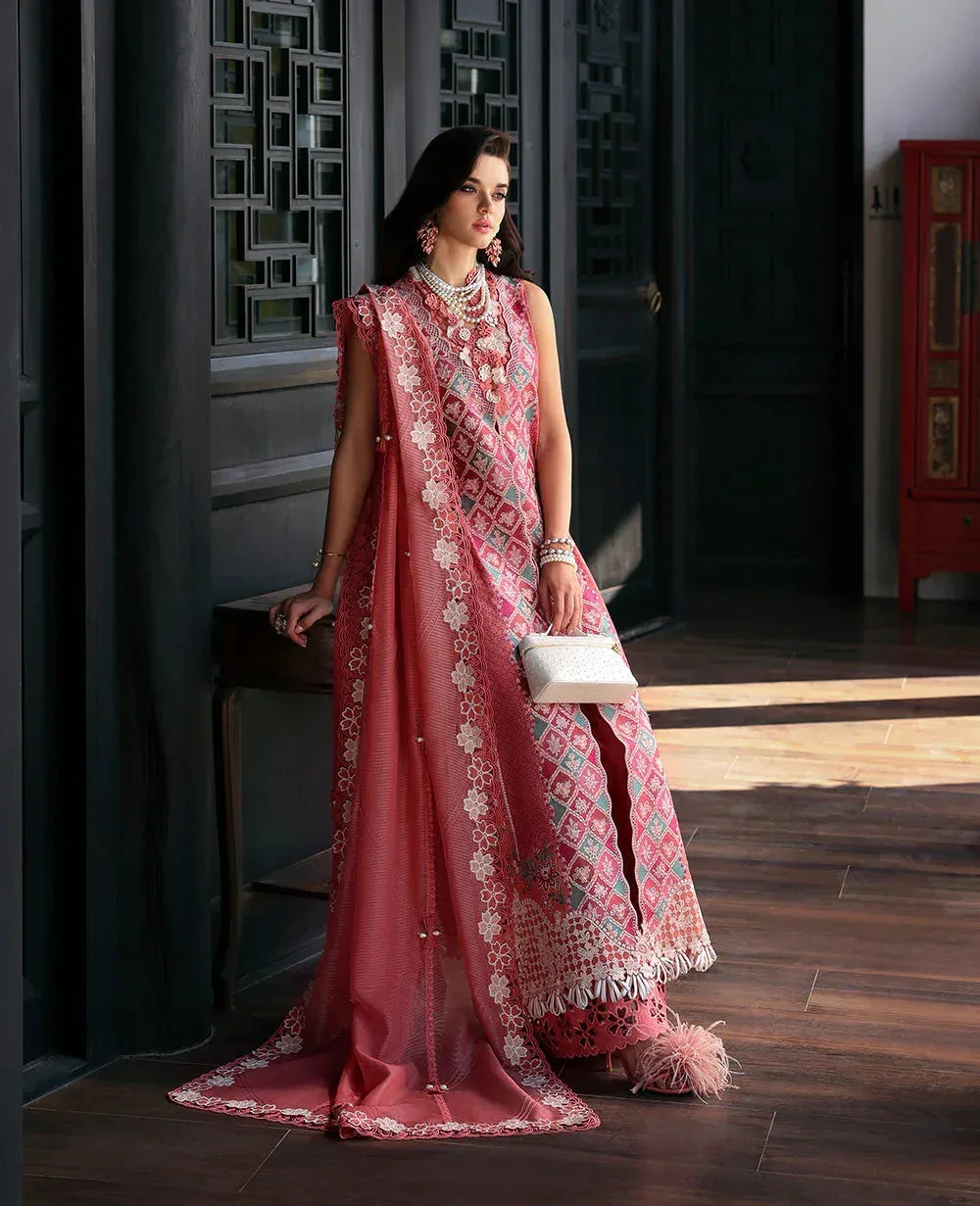 Republic Womenswear Kalani Eid Luxury Lawn 25 Coral Organza – view 2 – Poshaq