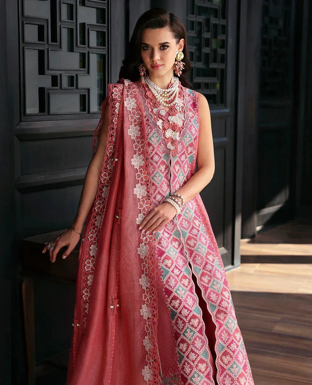 Republic Womenswear Kalani Eid Luxury Lawn 25 Coral Organza – view 3 – Poshaq