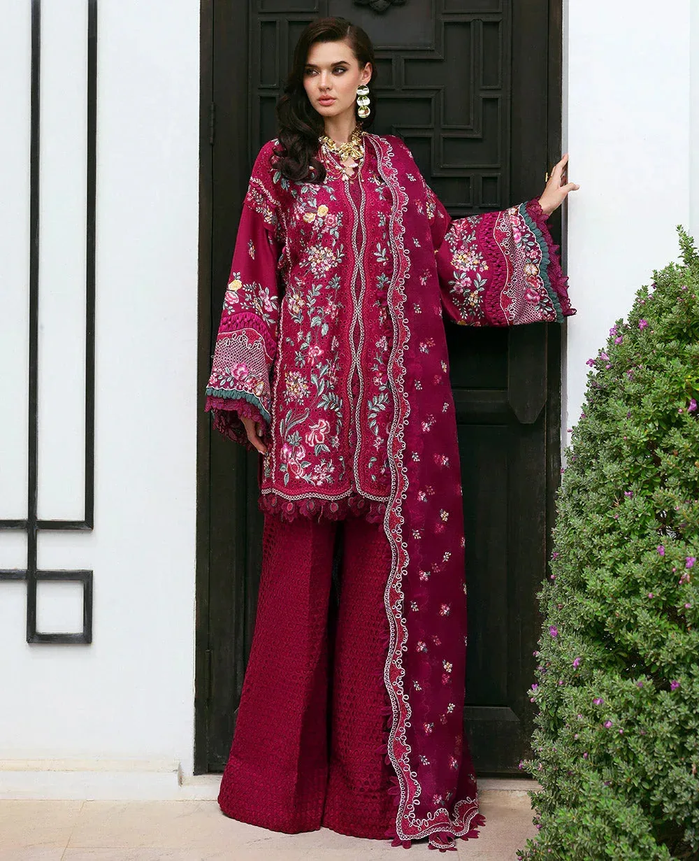 Republic Womenswear Kalani Eid Luxury Lawn 25 Red Organza – view 1 – Poshaq