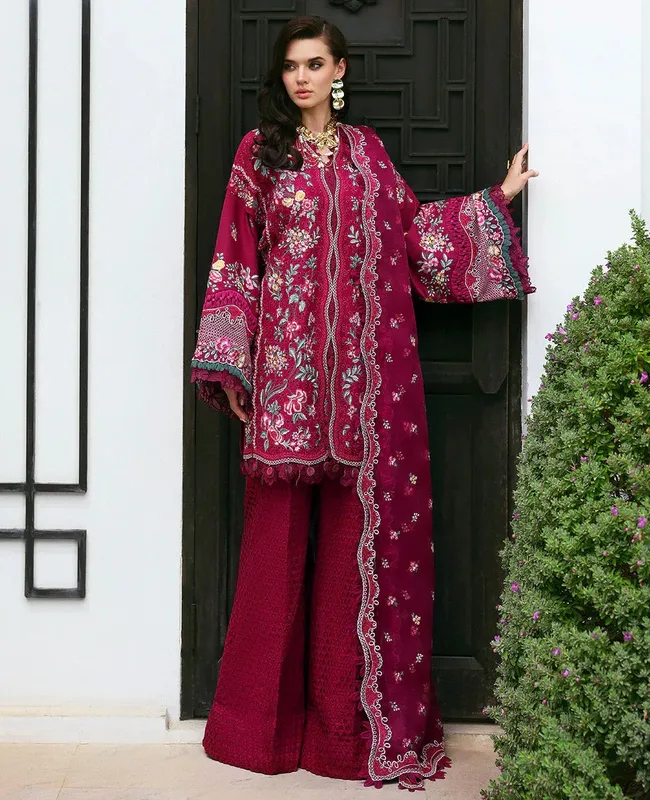 Republic Womenswear Kalani Eid Luxury Lawn 25 Red Organza – view 1 – Poshaq