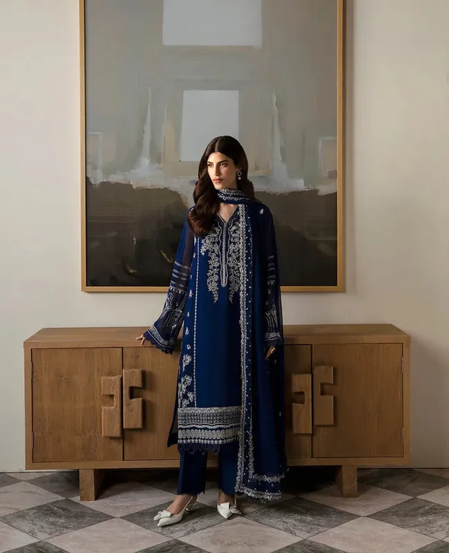 Republic Womenswear Premium Pret 25 Dark Blue Georgette – view 1 – Poshaq