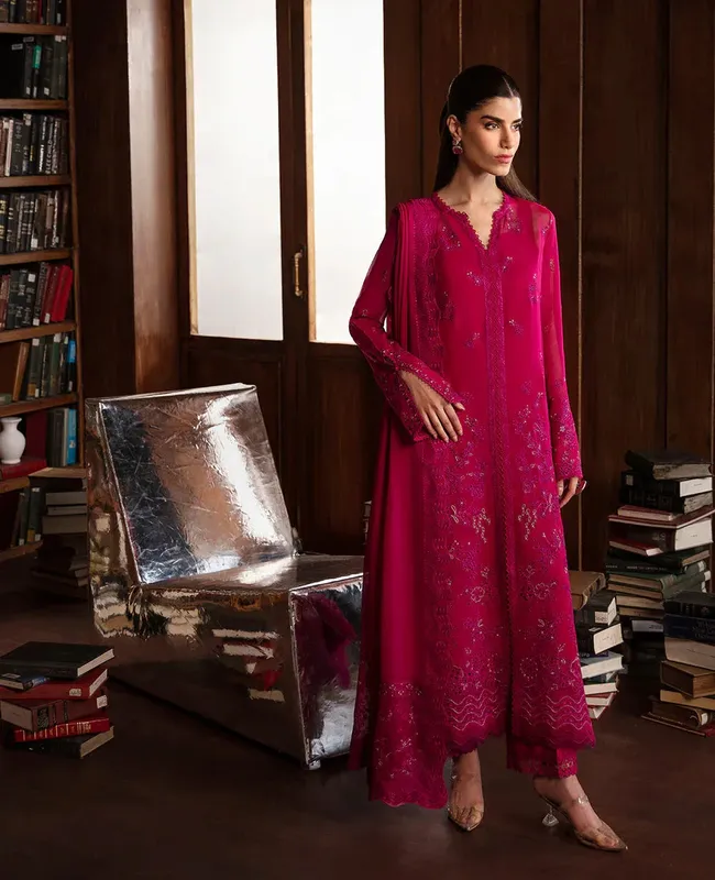 Republic Womenswear Premium Pret 25 Fuchsia Georgette – view 1 – Poshaq