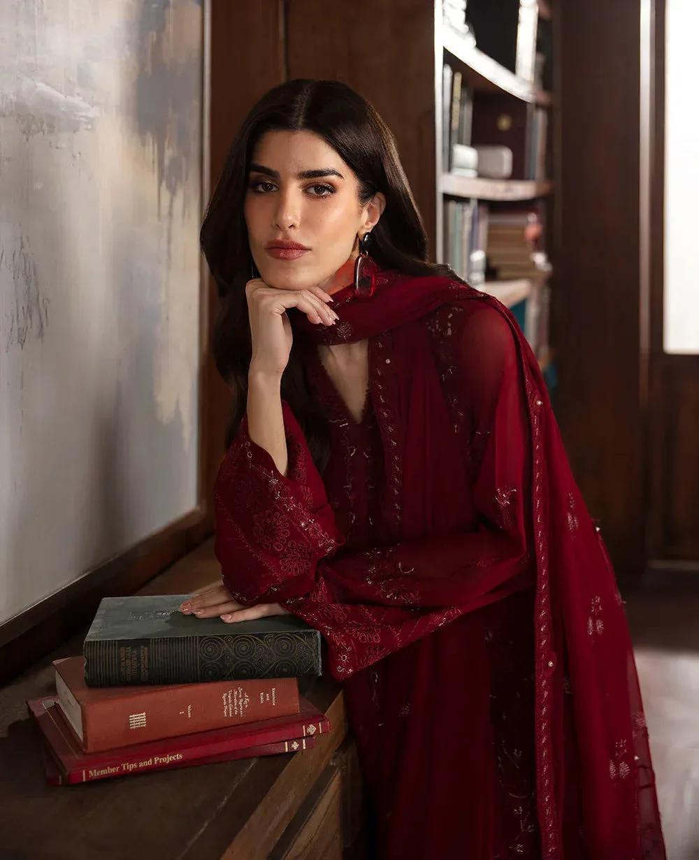 Republic Womenswear Premium Pret 25 Maroon Georgette – view 4 – Poshaq