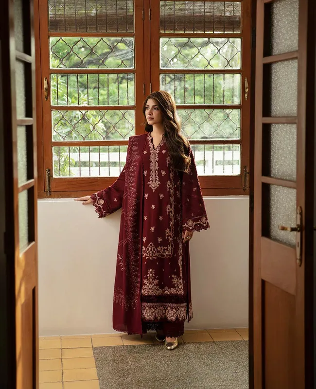 Republic Womenswear Rosalee Winter 24 Blood Red Karandi – view 1 – Poshaq