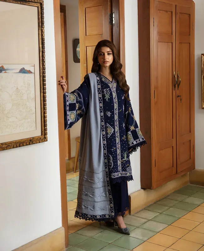 Republic Womenswear Rosalee Winter 24 Navy Raw Silk – view 1 – Poshaq