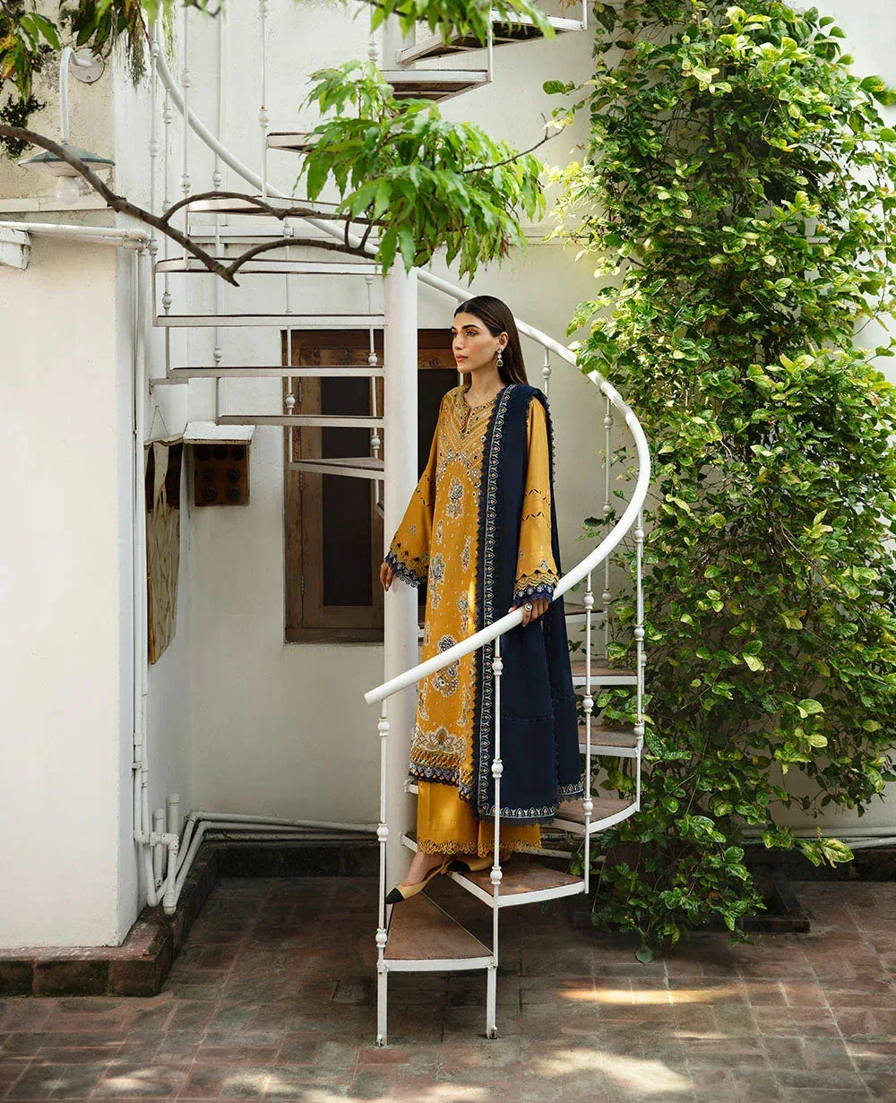 Republic Womenswear Rosalee Winter 24 Mustard Yellow Raw Silk – view 6 – Poshaq