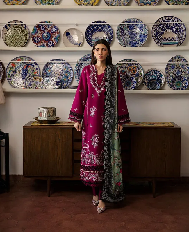 Republic Womenswear Rosalee Winter 24 Magenta Raw Silk – view 1 – Poshaq