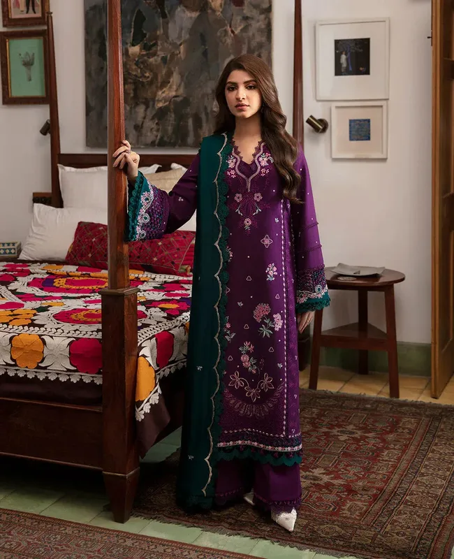 Republic Womenswear Rosalee Winter 24 Plum Raw Silk – view 1 – Poshaq