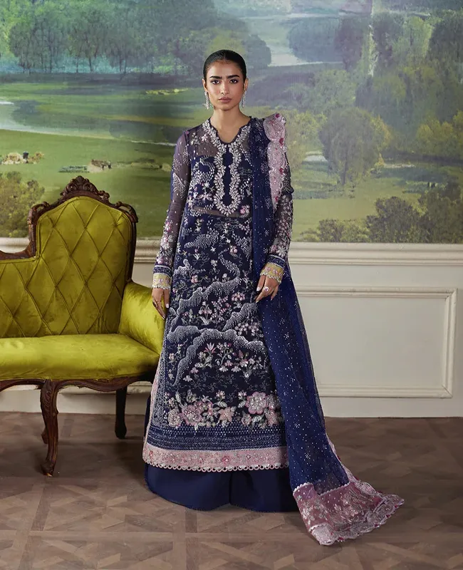 Republic Womenswear Pieno De Verde Wedding 24 Navy Blue Raw Silk – view 1 – Poshaq
