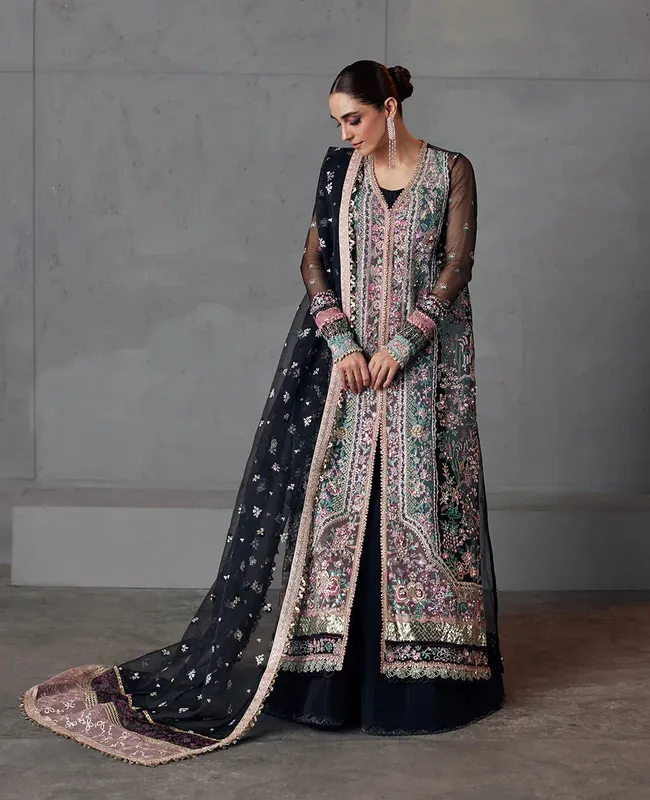 Republic Womenswear Pieno De Verde Wedding 24 Black Raw Silk – view 1 – Poshaq