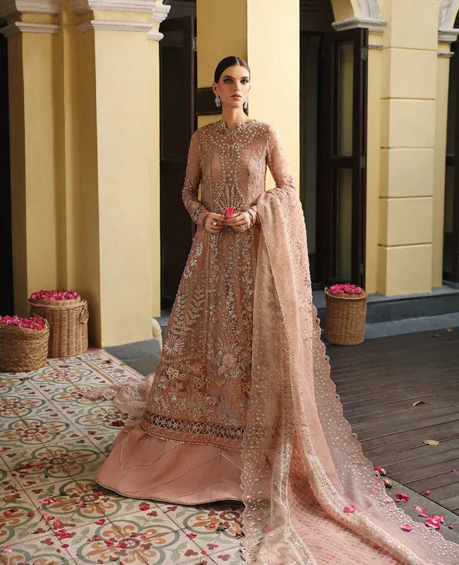 Republic Womenswear Wedding Formals Vol-1 Peach Raw Silk – view 1 – Poshaq
