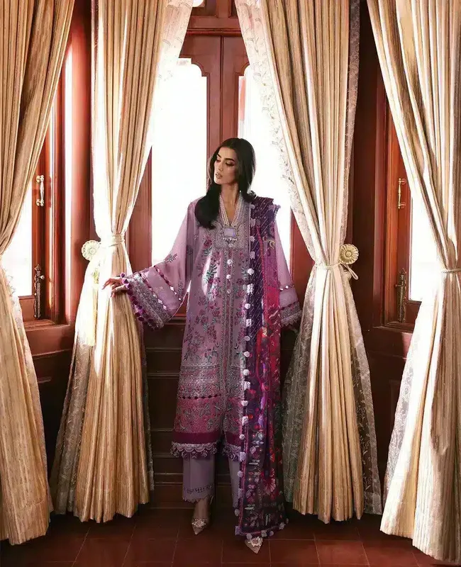 Republic Womenswear Noemei Luxury Shawl 23 Lilac Karandi – view 1 – Poshaq